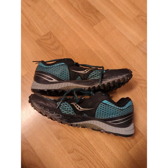 Saucony Peregrine ProGrid Womens 10 Teal Trail Running Black Lace Tie 10098-1 - Picture 4 of 7